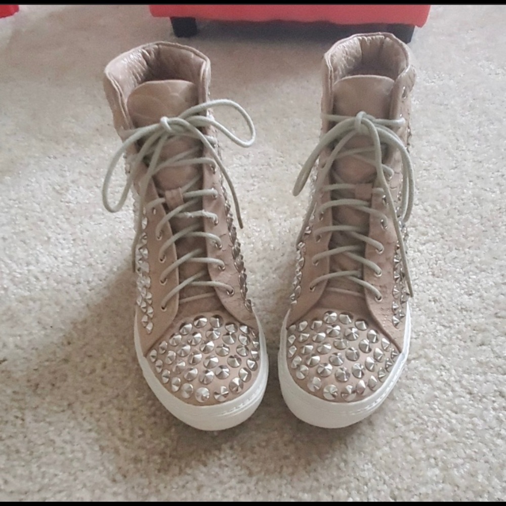 Jeffrey Campbell Alva snake beige high sneaker